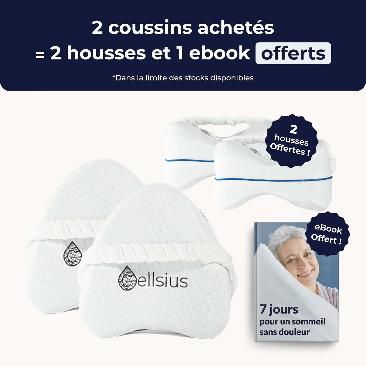 2 Coussins +2 Housses de rechange offertes +1 Livre électronique offert