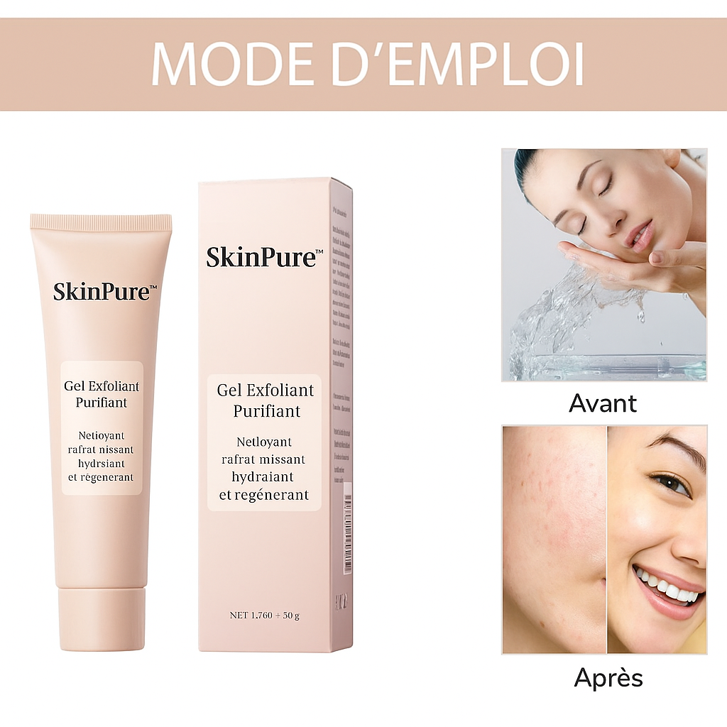 SkinPure™ Gel Exfoliant Purifiant | Élimine les taches brunes, acrochordons et imperfections en 10 minutes!