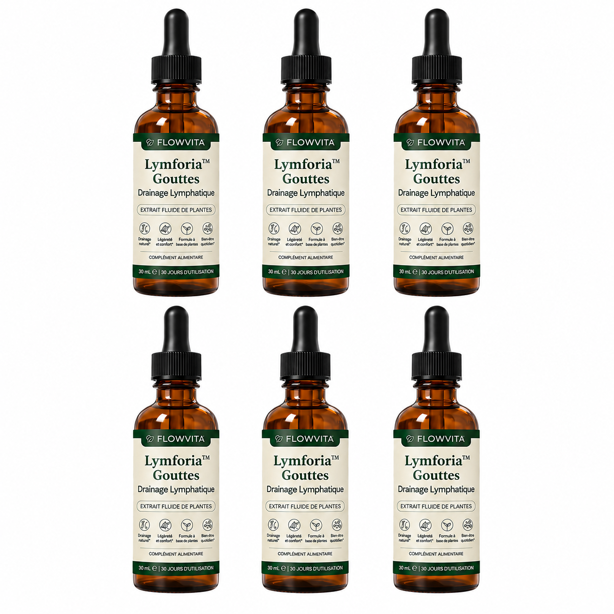 Lymforia™ Gouttes Drainage Lymphatique | Éliminez gonflements et rétention d’eau en 16 jours !