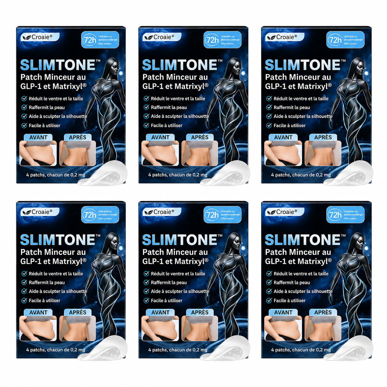 SlimTone™ Patch Minceur au GLP-1 et Matrixyl® | Réduit le ventre et raffermit la peau en 7 jours, sans aiguille!