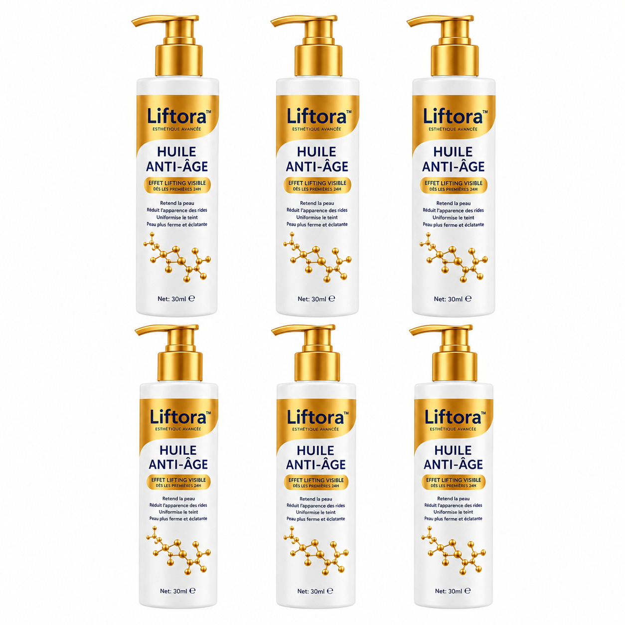 Liftora™ Huile Anti-Âge | Lifte votre peau et élimine le relâchement jusqu’à 98 % en seulement 24 heures !