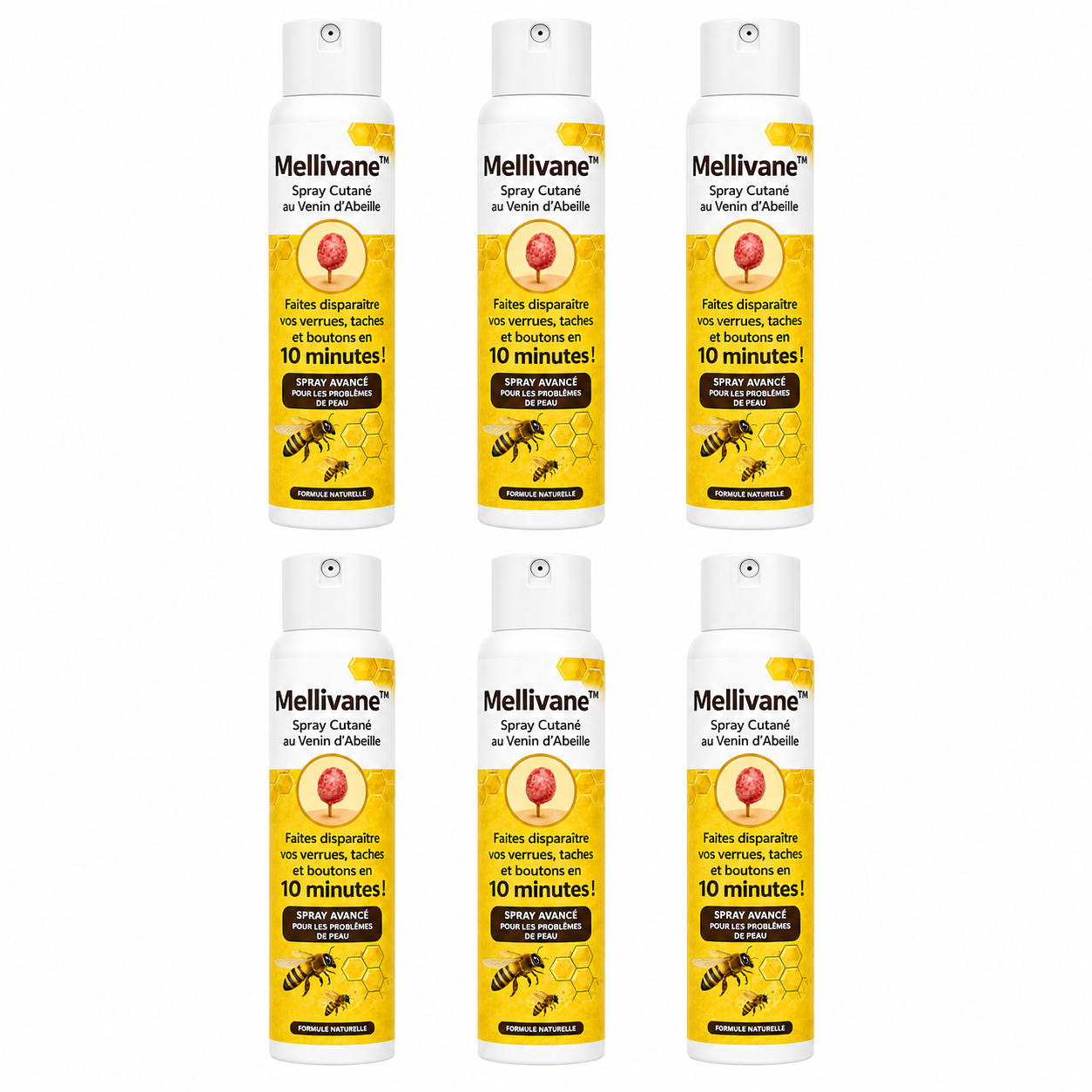Mellivane™ Spray Cutané au Venin d’Abeille | Éliminez verrues, taches et boutons en 10 minutes !