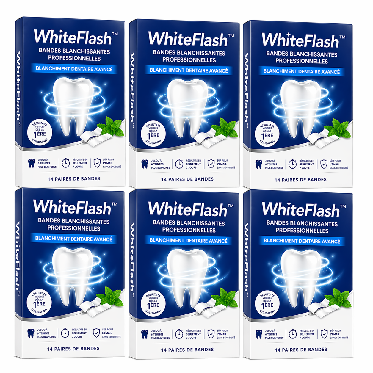 WhiteFlash™ Bandes Blanchissantes | Blanchissez vos dents en quelques jours et révélez un sourire éclatant instantanément !