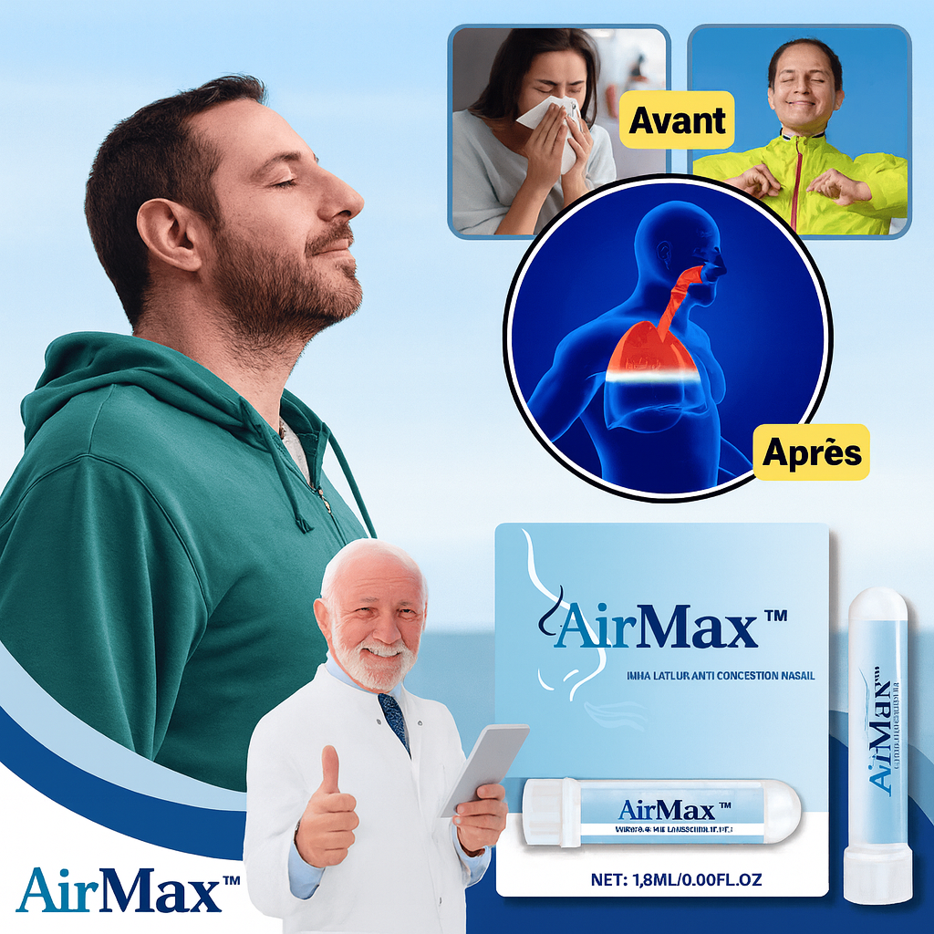AirMax™ Inhalateur Anti-Congestion | Élimine 97% de votre congestion nasale en seulement 3 minutes!