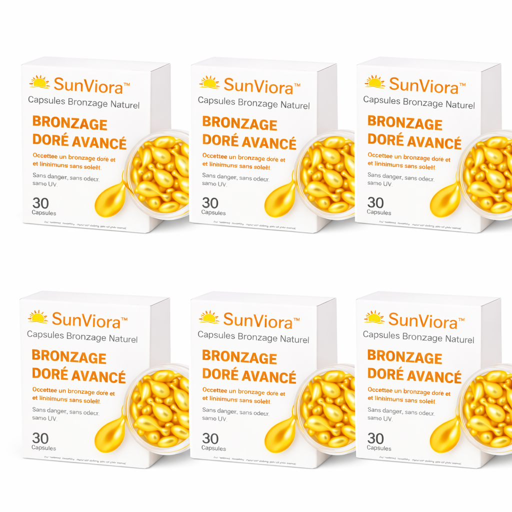 SunViora™ Capsules Bronzage Naturel | Obtenez un bronzage doré et uniforme en seulement 5 jours !