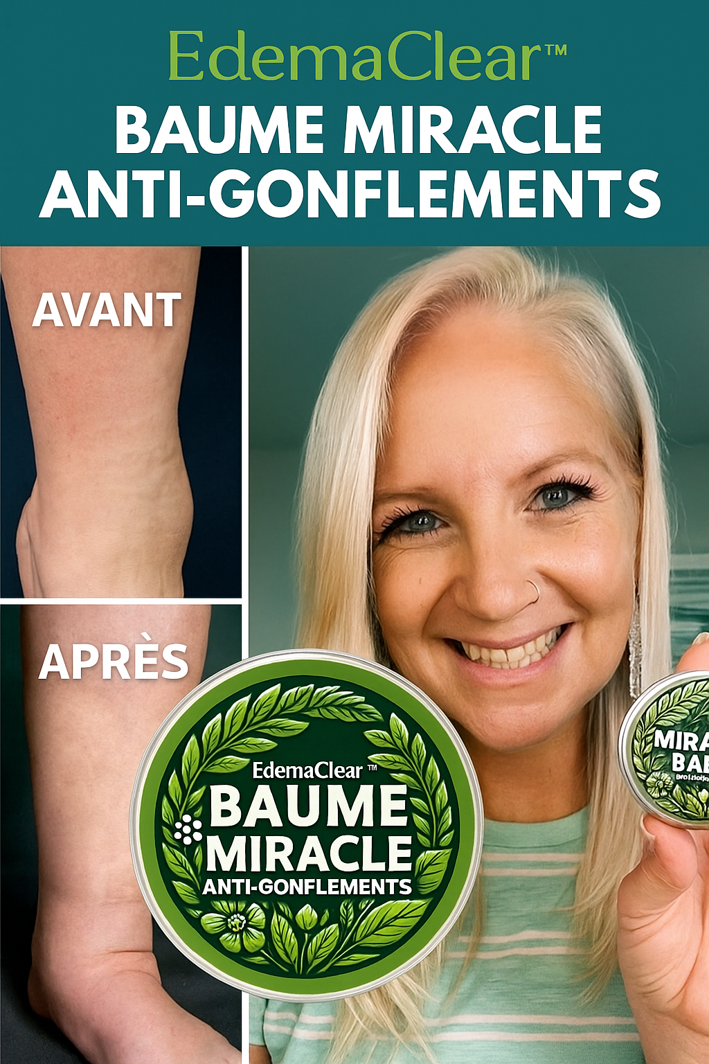 EdemaClear™ Baume Miracle Anti-Gonflements | Élimine l'œdème et soulage les gonflements en 5 minutes!