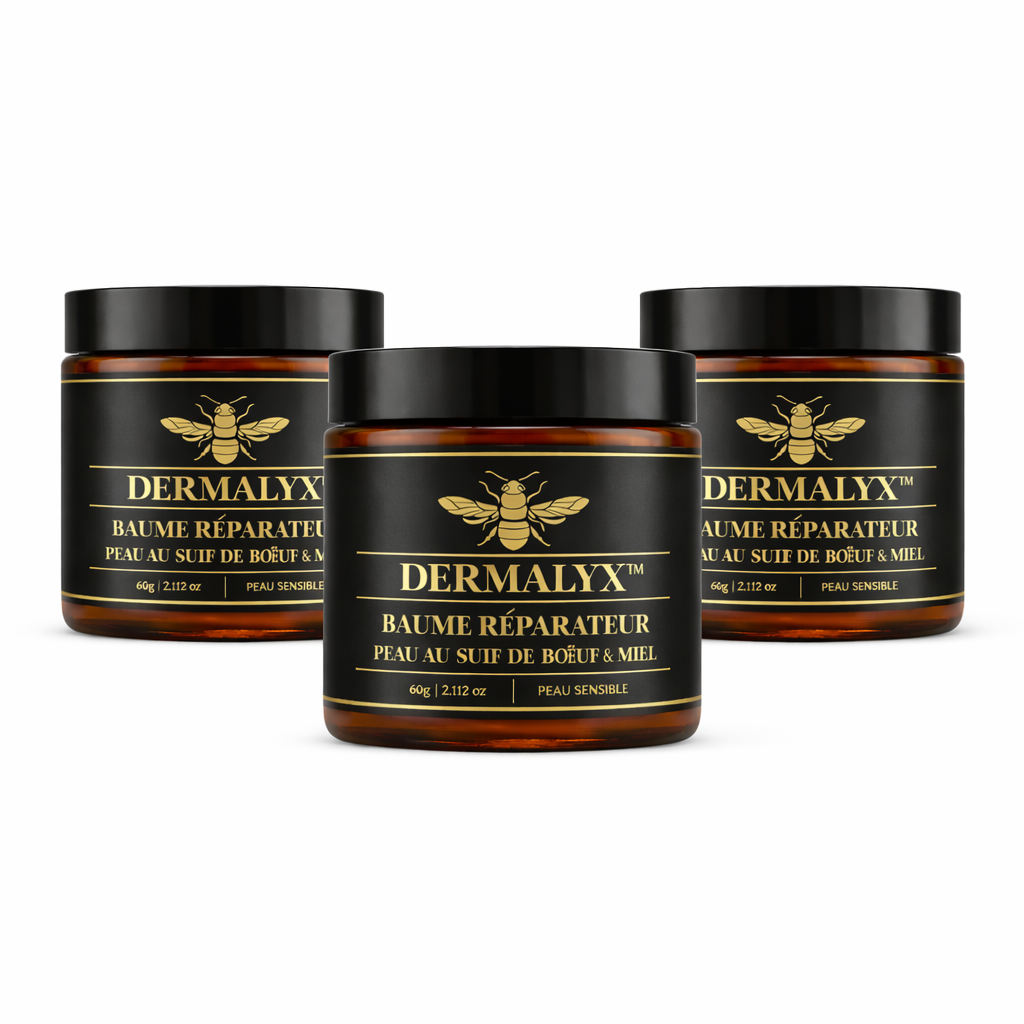 Dermalyx™ Baume Réparateur Peau au Suif de Bœuf & Miel | Régénérez votre peau dès la première application !