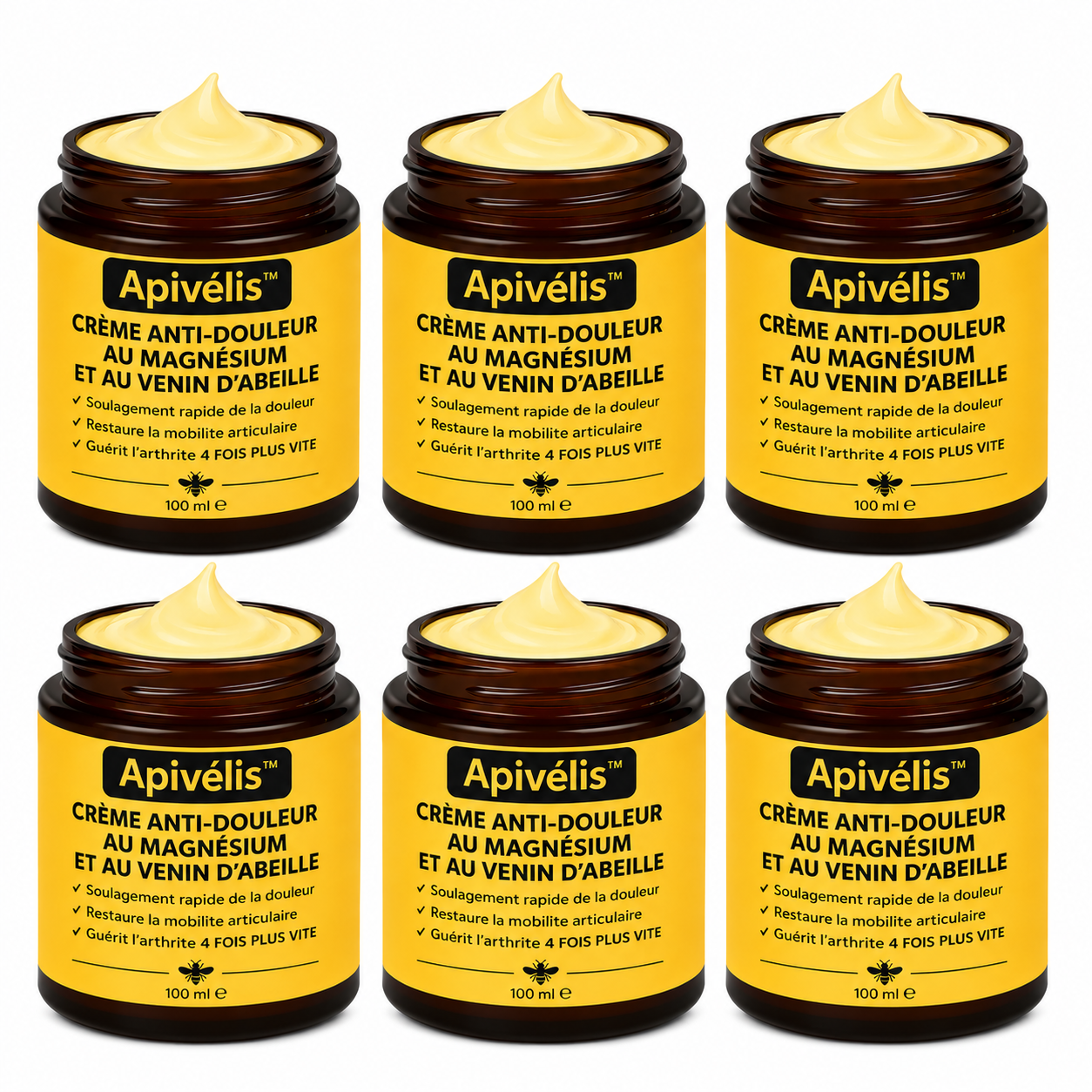 Apivélis™ Crème Anti-Douleur au Venin d’Abeille | Supprimez vos douleurs articulaires en quelques minutes !