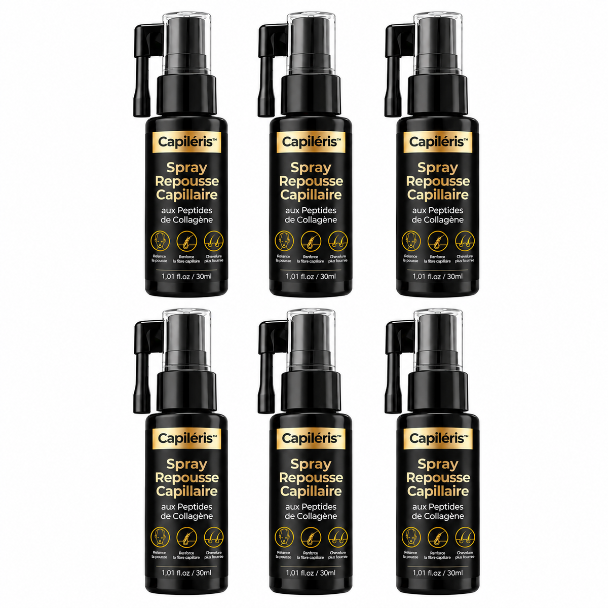 Capiléris™ Spray Repousse Capillaire aux Peptides de Collagène | Relancez la pousse des cheveux et épaississez vo
