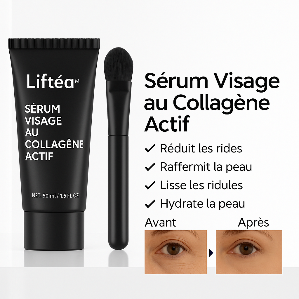 Liftéa™ Sérum Visage au Collagène Actif | Retendez votre peau et effacez les rides en 7 minutes!