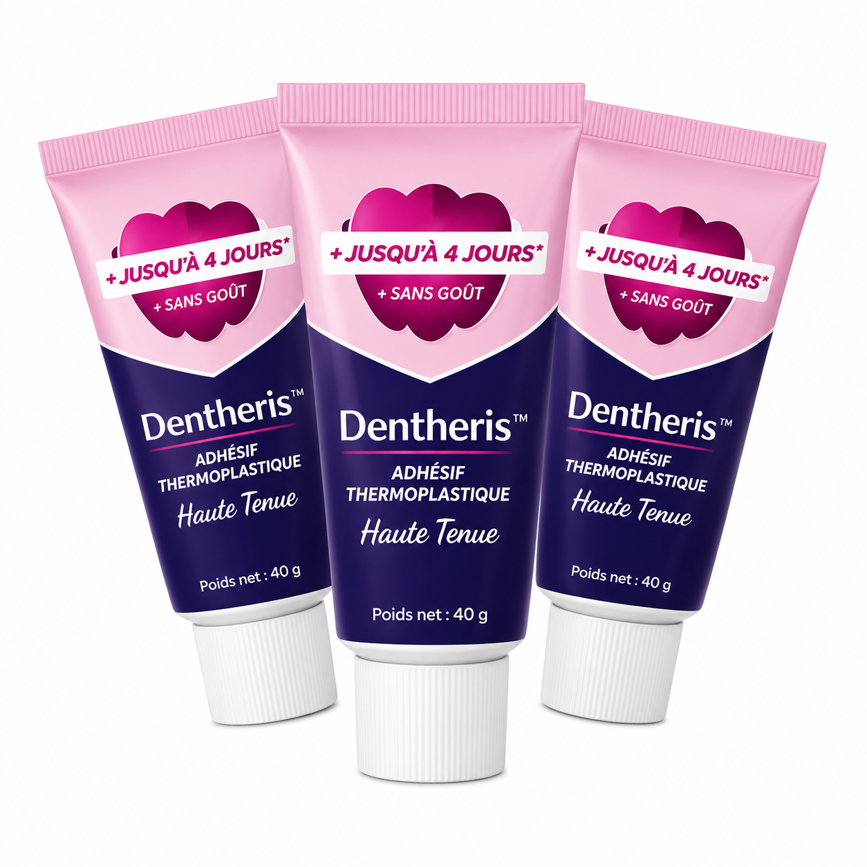 Dentheris™ Adhésif Thermoplastique Haute Tenue | Fixe instantanément votre prothèse, stoppe les mouvements gênants en 3 minutes !