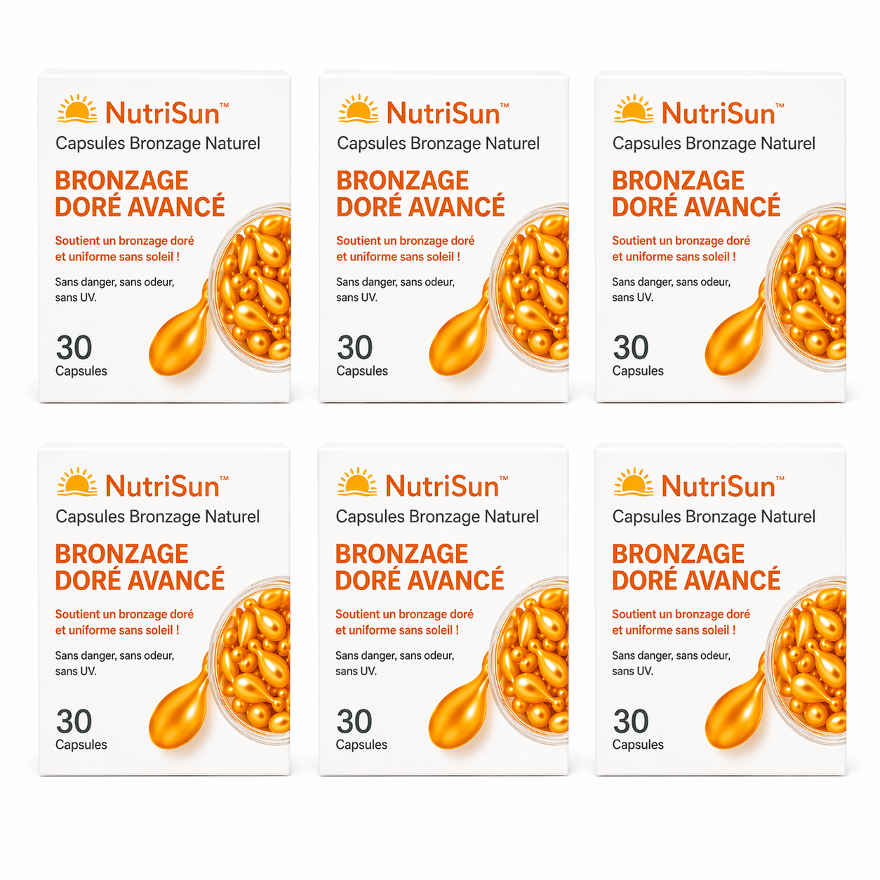 NutriSun™ Capsules Bronzage Naturel | Obtenez un bronzage doré et uniforme en seulement 5 jours !