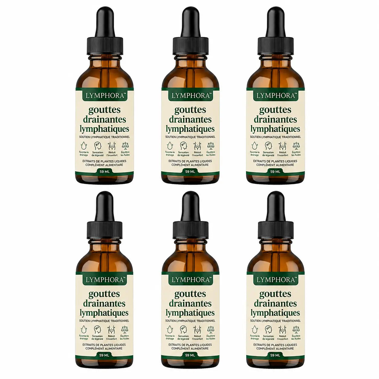 Lymphora™ Gouttes Drainantes Lymphatiques | Dégonflez ventre, jambes et visage en quelques jours en éliminant l’eau piégée sous votre peau !