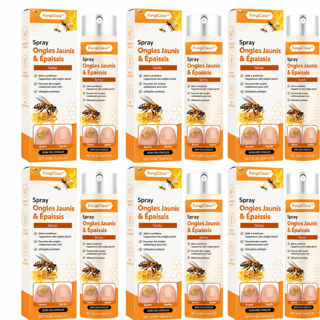 FongiClear™ Spray Ongles Jaunis & Épaissis | Cible la mycose rapidement et aide vos ongles à retrouver un aspect normal !