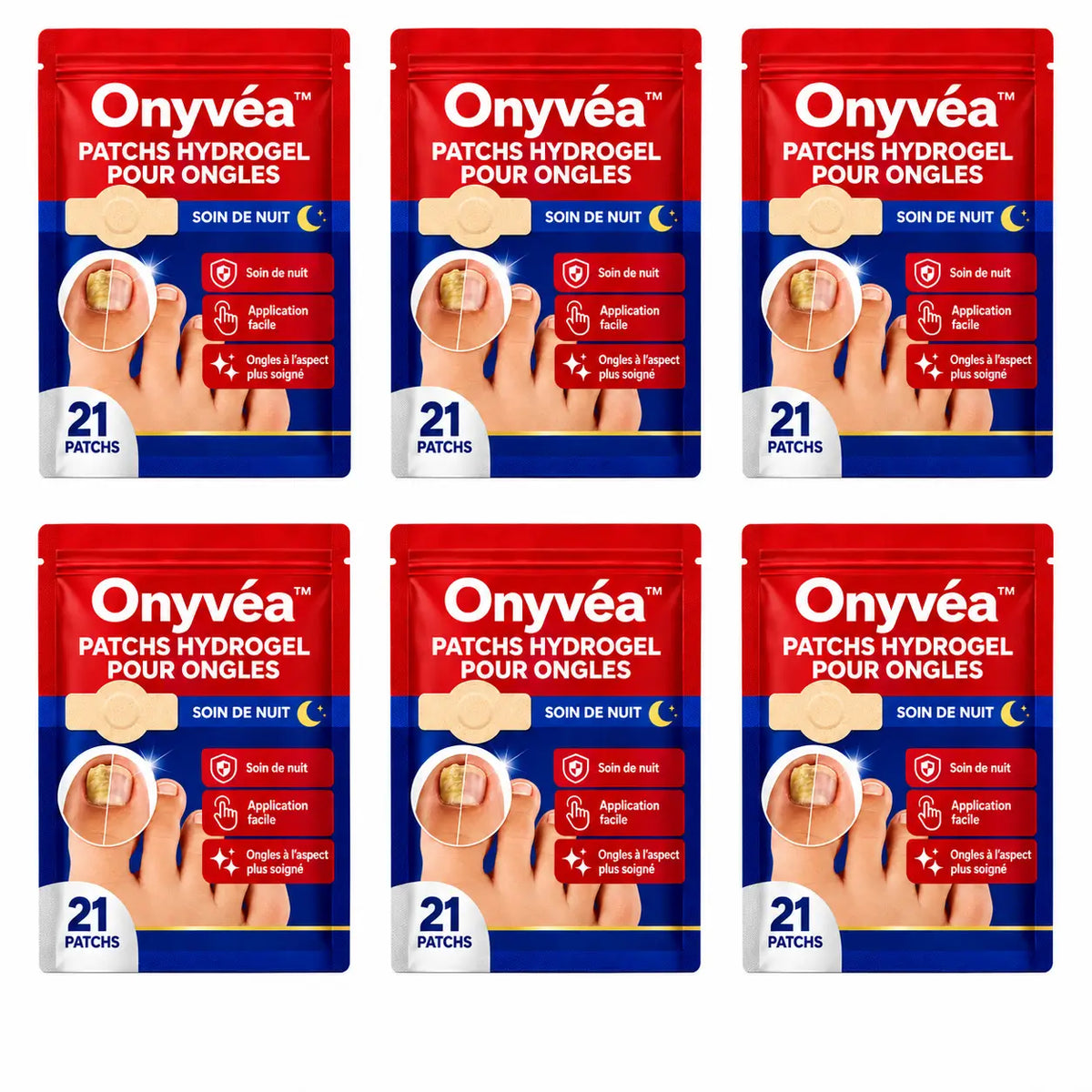 Onyvéa™ Patch Hydrogel Anti-Mycose pour Ongles | Effacez l’aspect jaune, épais et abîmé pendant votre sommeil !
