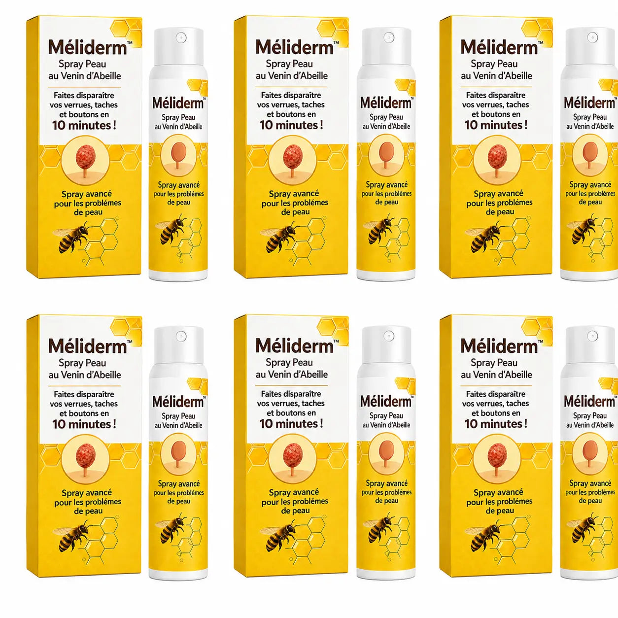Méliderm™ Spray Peau au Venin d’Abeille | Faites disparaître vos verrues, taches et boutons en 10 minutes !