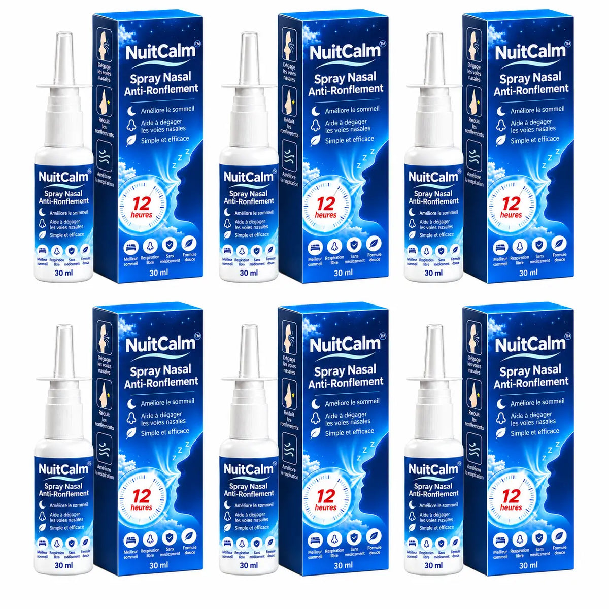 NuitCalm™ Spray Nasal Anti-Ronflement | Respirez plus librement et dormez plus silencieusement dès ce soir !