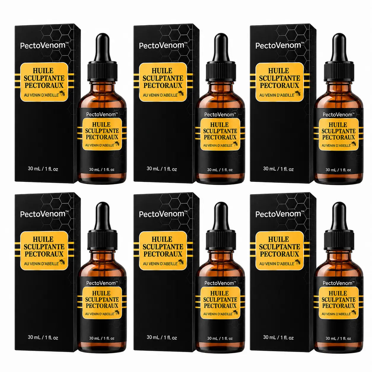 PectoVenom™ Huile Sculptante Pectoraux au Venin d’Abeille | Détruisez l’effet “seins d’homme” et retrouvez un torse sec, ferme et viril !