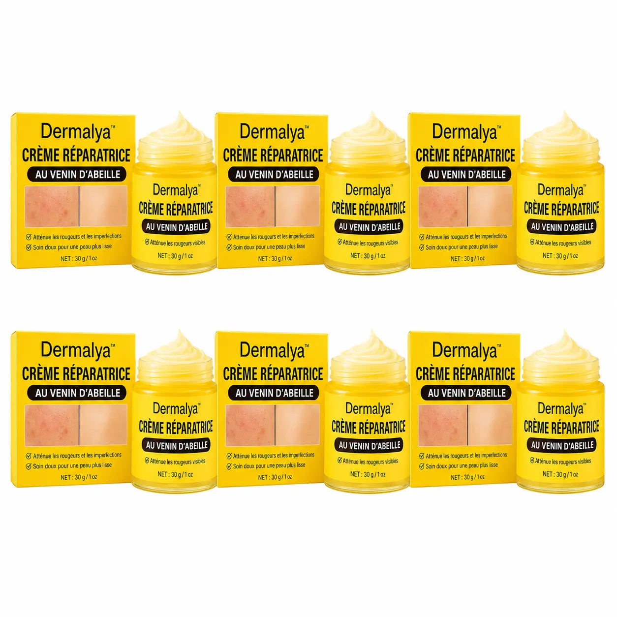 Dermalya™ Crème Réparatrice au Venin d’Abeille | Efface rougeurs & imperfections en 3 jours!
