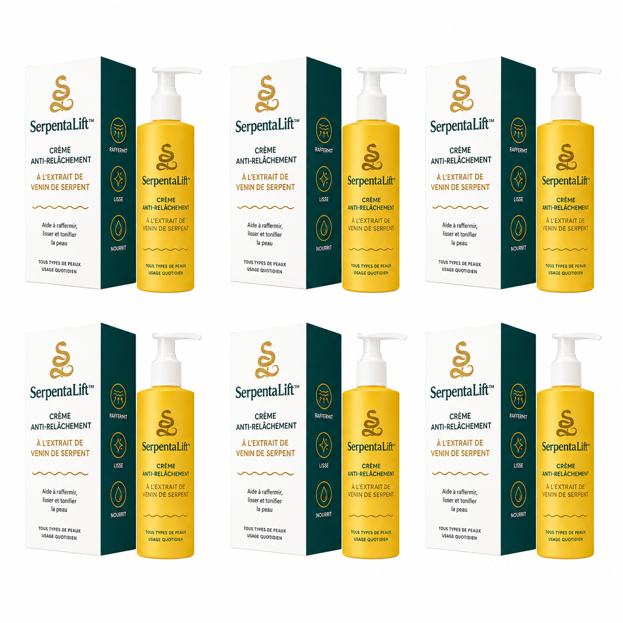 SerpentaLift™ Crème Anti-Relâchement à l’Extrait de Venin de Serpent | Raffermit la peau à 89 % en 3 jours – Sans chirurgie!
