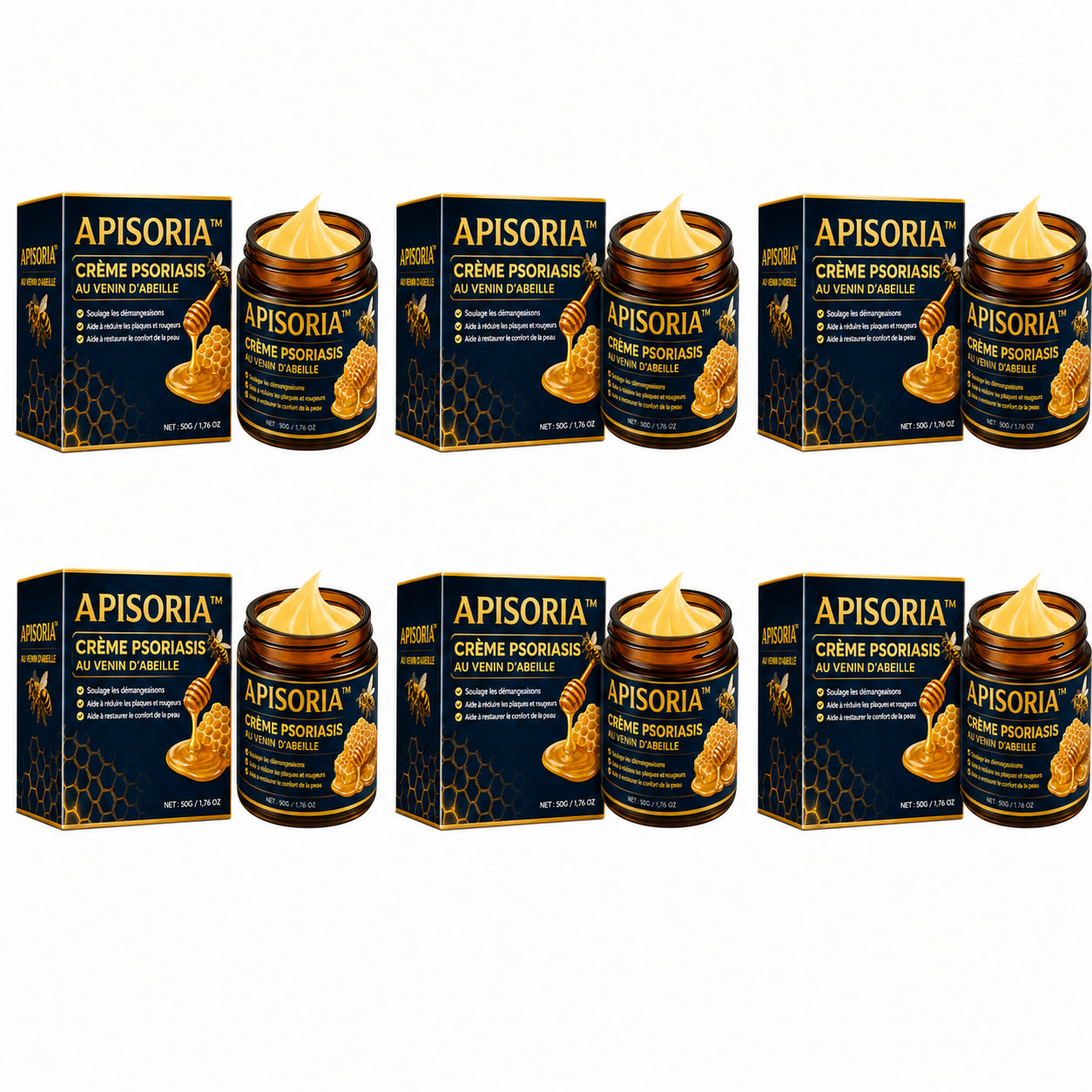 Apisoria™ Crème Psoriasis au Venin d’Abeille | Éliminez plaques, démangeaisons et rougeurs en quelques minutes !