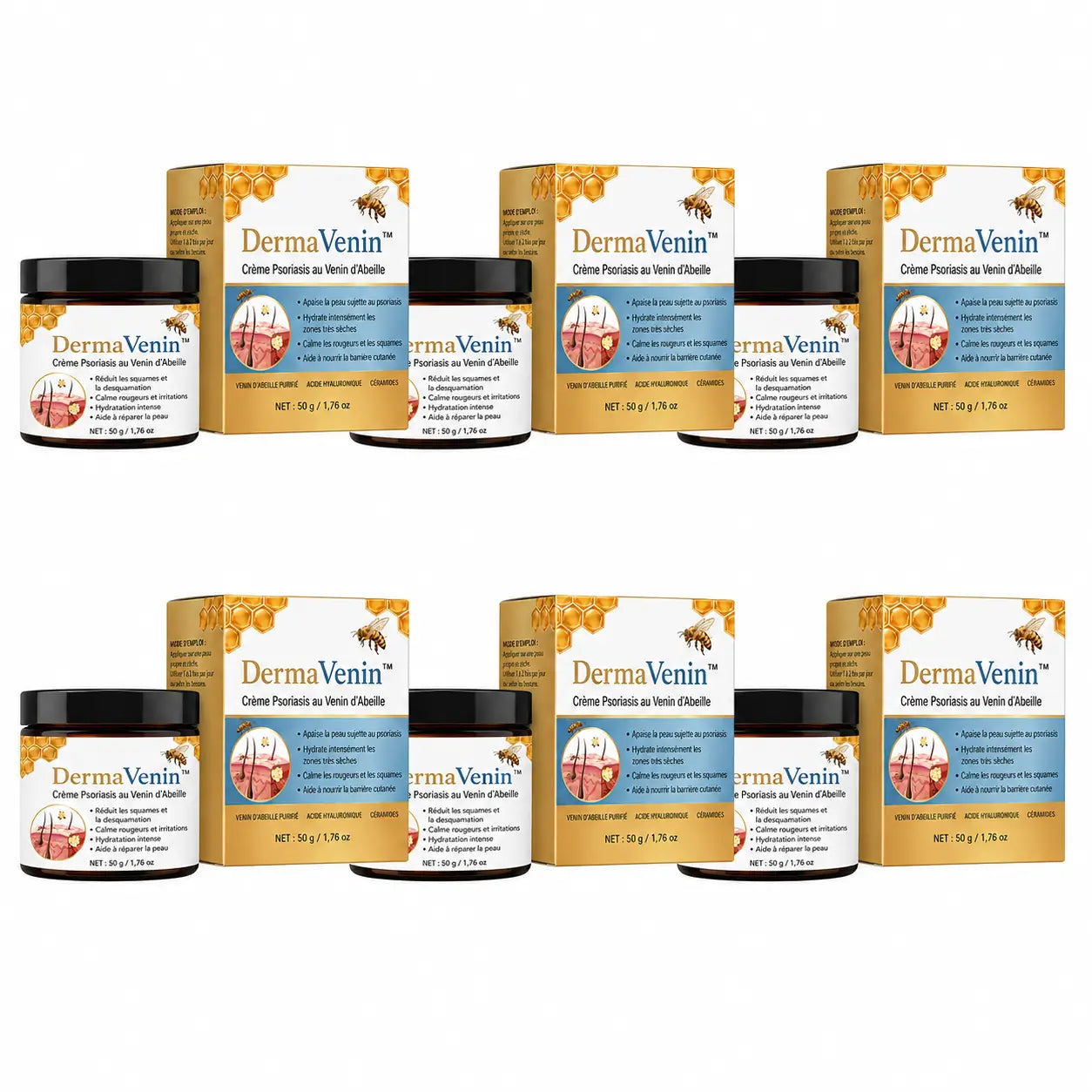 DermaVenin™ Crème Psoriasis au Venin d’Abeille | Stoppez les démangeaisons en 60 secondes et retrouvez une peau plus nette, sans cortisone ni stéroïdes !