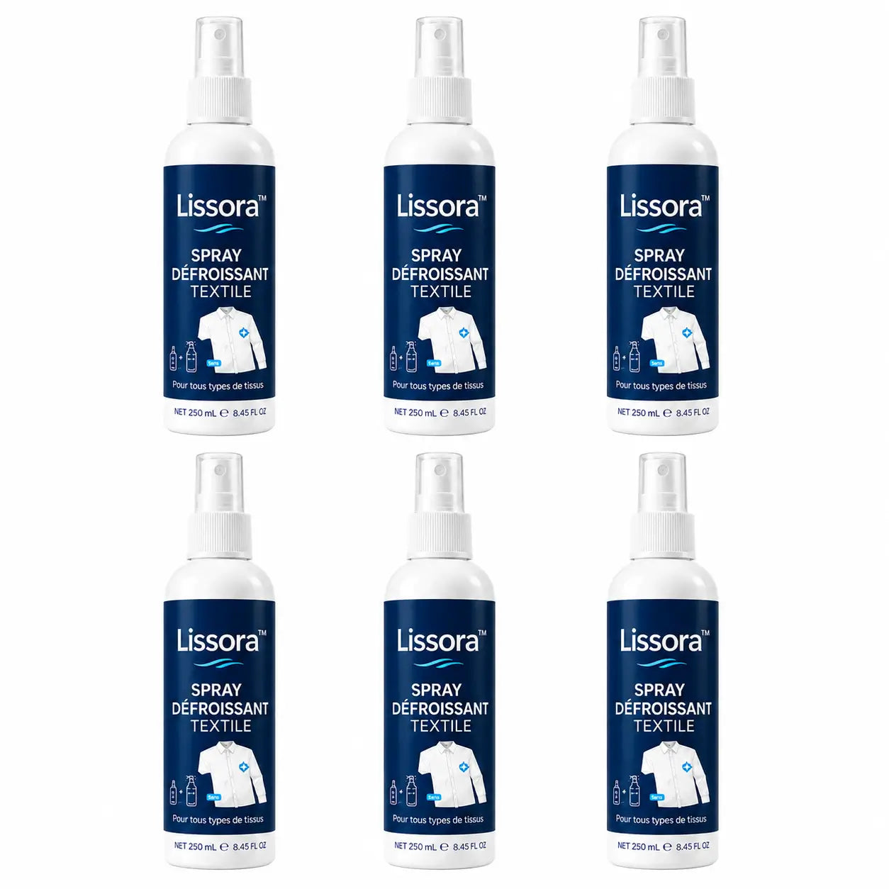 Lissora™ Spray Défroissant Textile | Effacez les plis et redonnez une allure impeccable à vos vêtements !