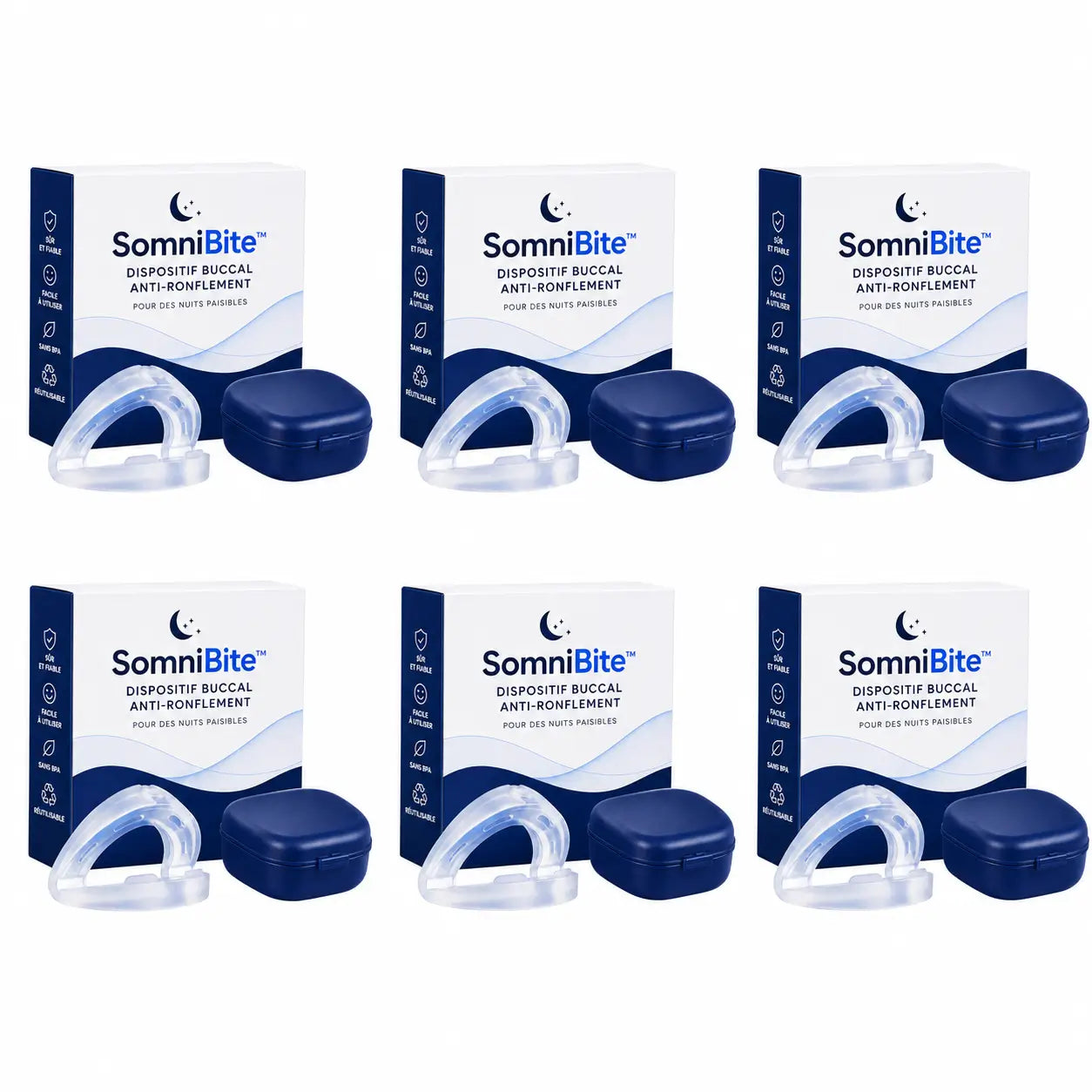 SomniBite™ Dispositif Buccal Anti-Ronflement | Avancez la mâchoire, libérez la respiration et dormez profondément dès la première nuit !