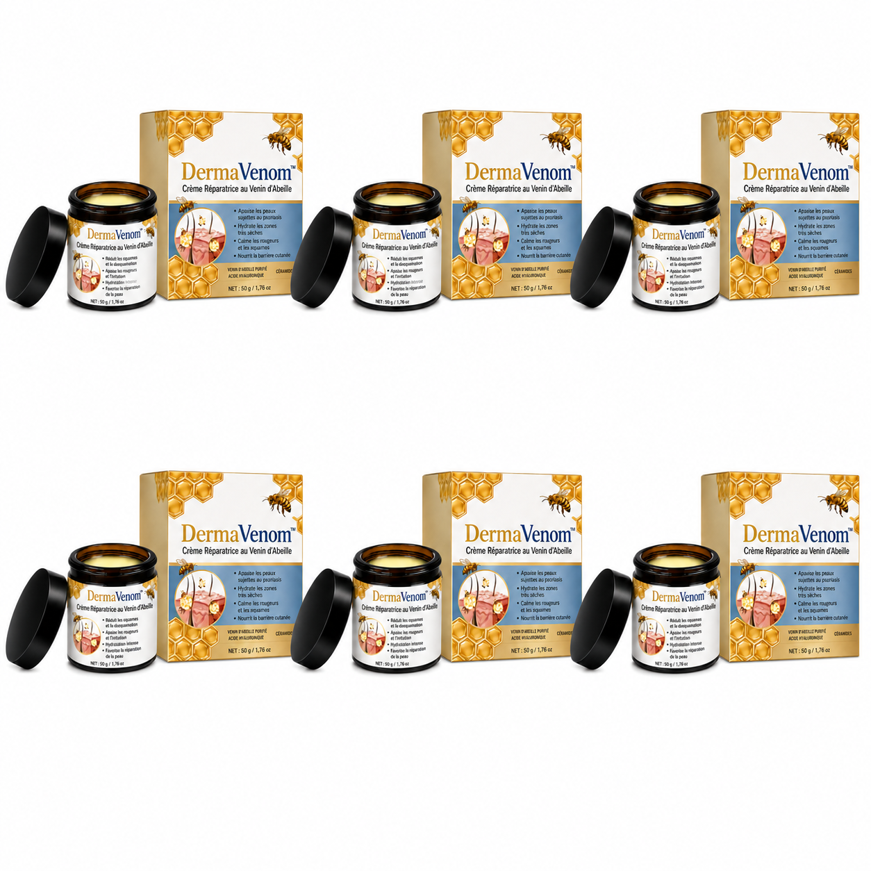 DermaVenom™ Crème Réparatrice au Venin d’Abeille | Stoppez démangeaisons, plaques et squames en 60 secondes !