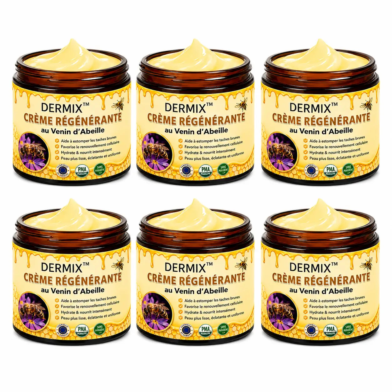 Dermix™ Crème Régénérante au Venin d’Abeille | Effacez rides et relâchement en 3 minutes !