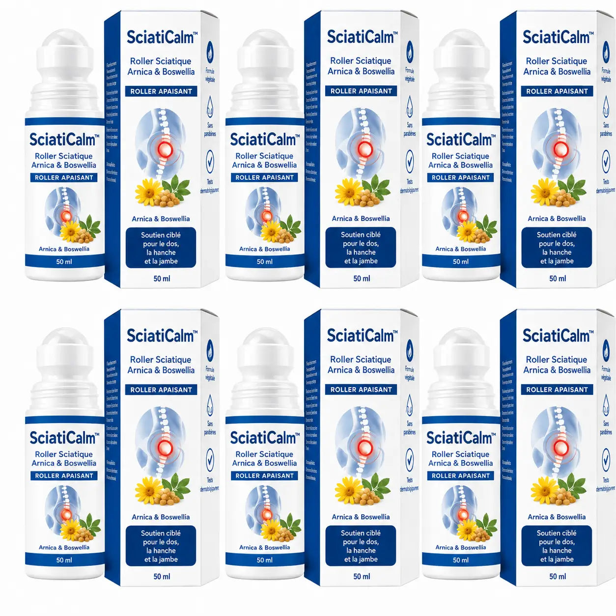 SciatiCalm™ Roller Sciatique Arnica & Boswellia | Élimine les sciatiques brûlantes et l’engourdissement en 24h, avant que vous ne puissiez plus que regarder votre vie passer !
