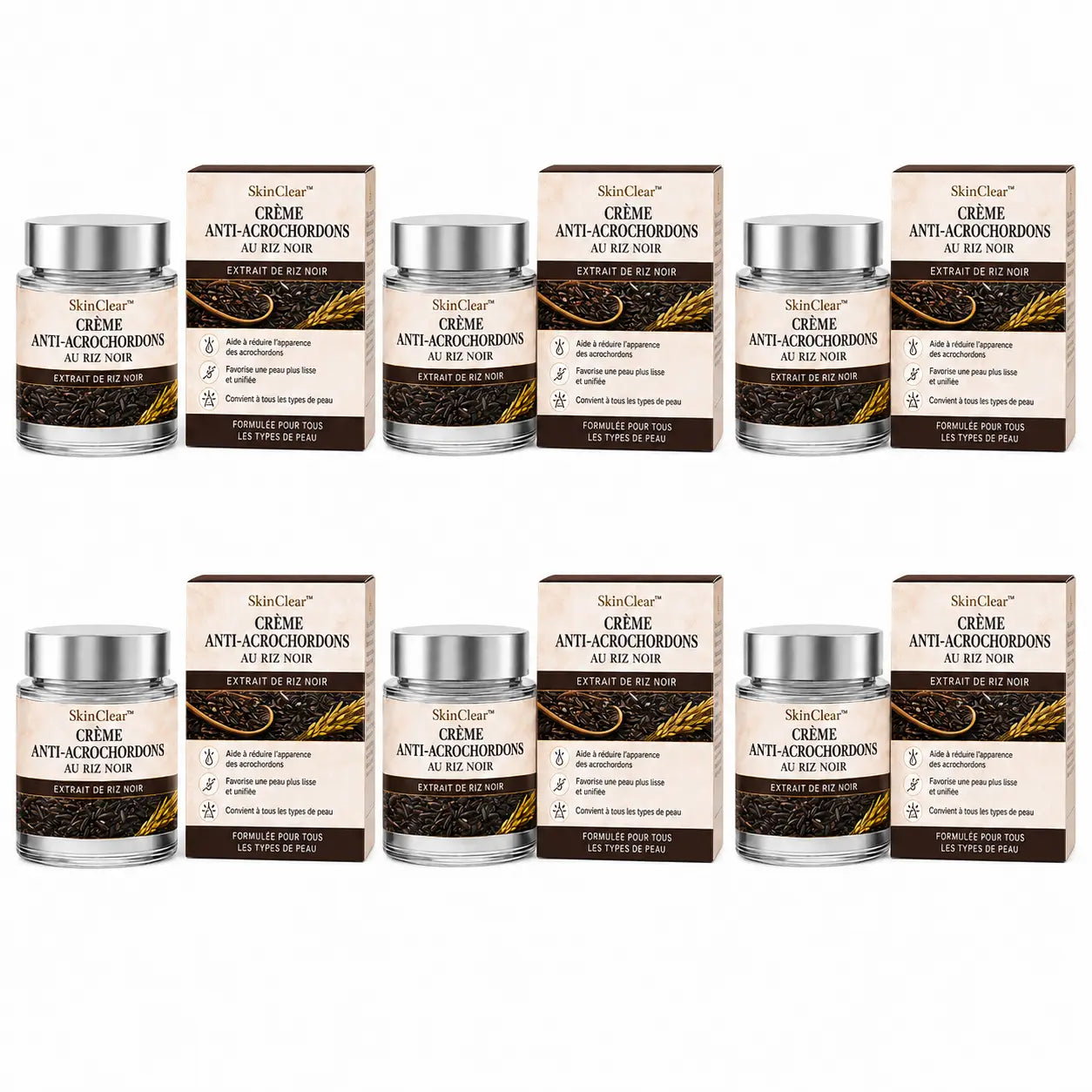 SkinClear™ Crème Anti-Acrochordons au Riz Noir | Faites disparaître les excroissances de peau sans brûlure ni cicatrice !