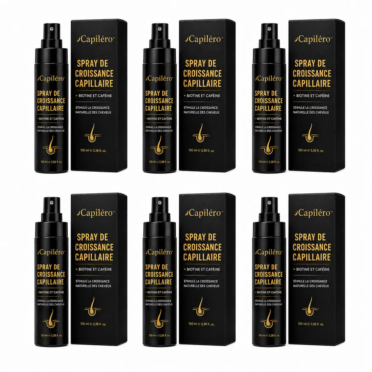 Capiléro™ Spray de croissance capillaire | Aide à réduire la chute des cheveux et rend vos cheveux visiblement plus épais en seulement 14 jours !