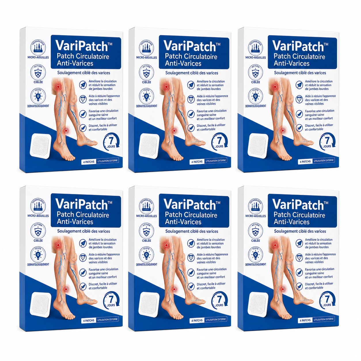 VariPatch™ Patch Circulatoire Anti-Varices | Dégonflez vos veines et soulagez vos jambes en une seule nuit !