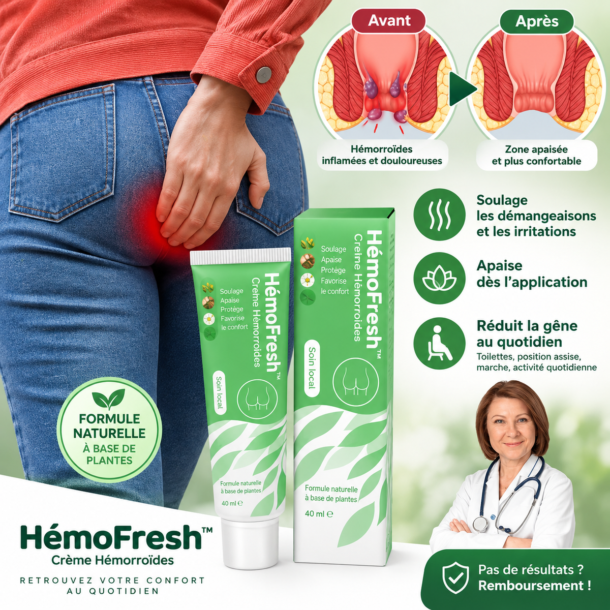 HémoFresh™ Crème Hémorroïdes | Traite 99 % des hémorroïdes dès la première application !