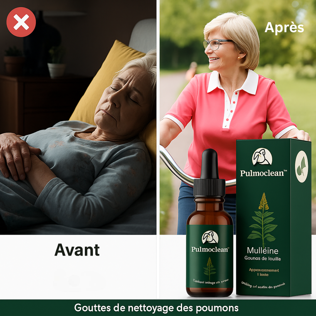Pulmoclean™ Gouttes de nettoyage des poumons | Nettoyez 95 % de vos voies respiratoires en seulement 48 heures!