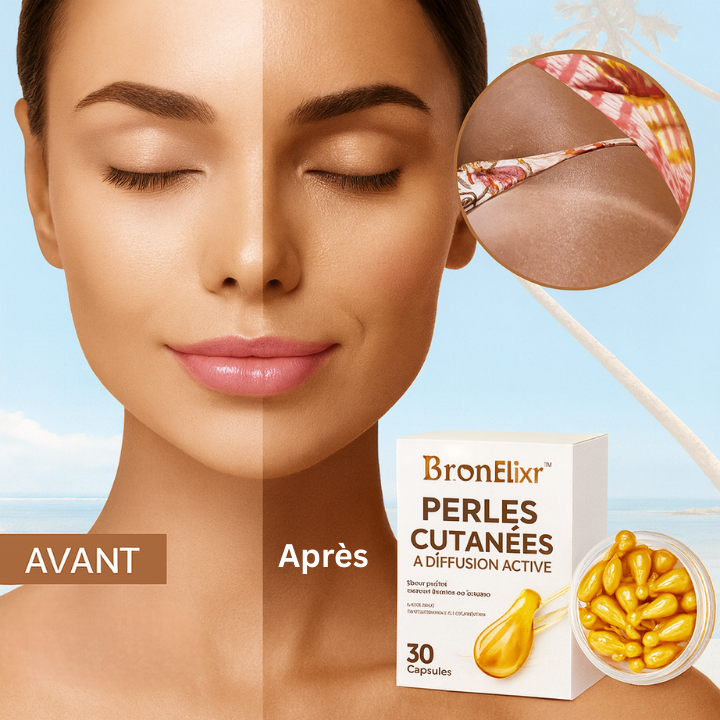 BronzeLixir™ Perles Cutanées à Diffusion Active | Un teint chaud et doré en 72h sans UV ni traces!