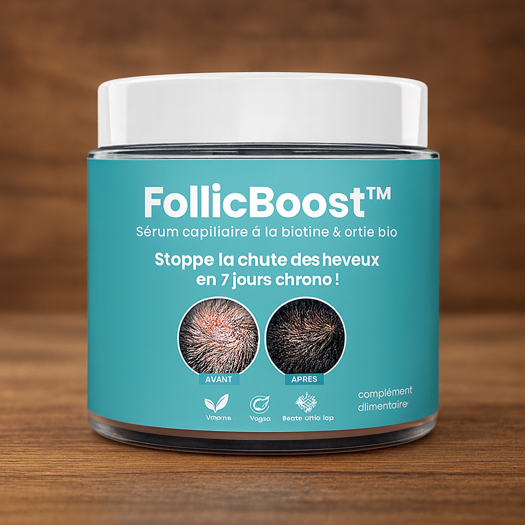 FollicBoost™ Sérum Capillaire à la Biotine & Ortie Bio | Stoppe la chute des cheveux en 7 jours chrono!
