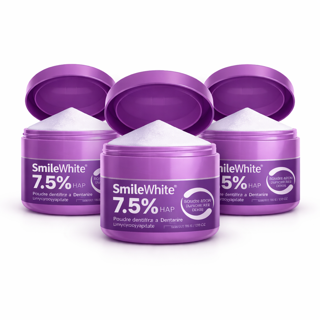 SmileWhite™ Poudre Blanchissante Dentaire | Éliminez plaque et tartre et retrouvez des dents blanches en 7 jours chrono !