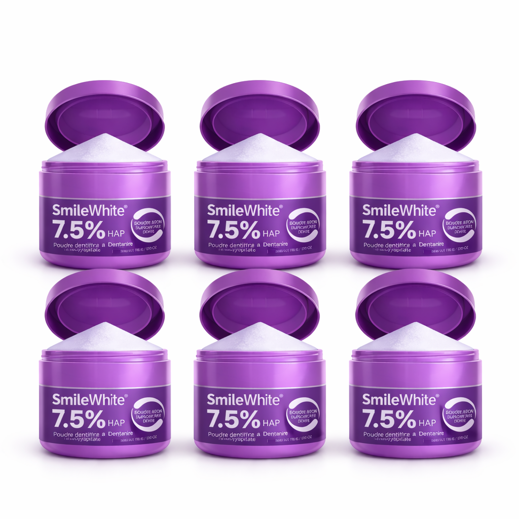 SmileWhite™ Poudre Blanchissante Dentaire | Éliminez plaque et tartre et retrouvez des dents blanches en 7 jours chrono !