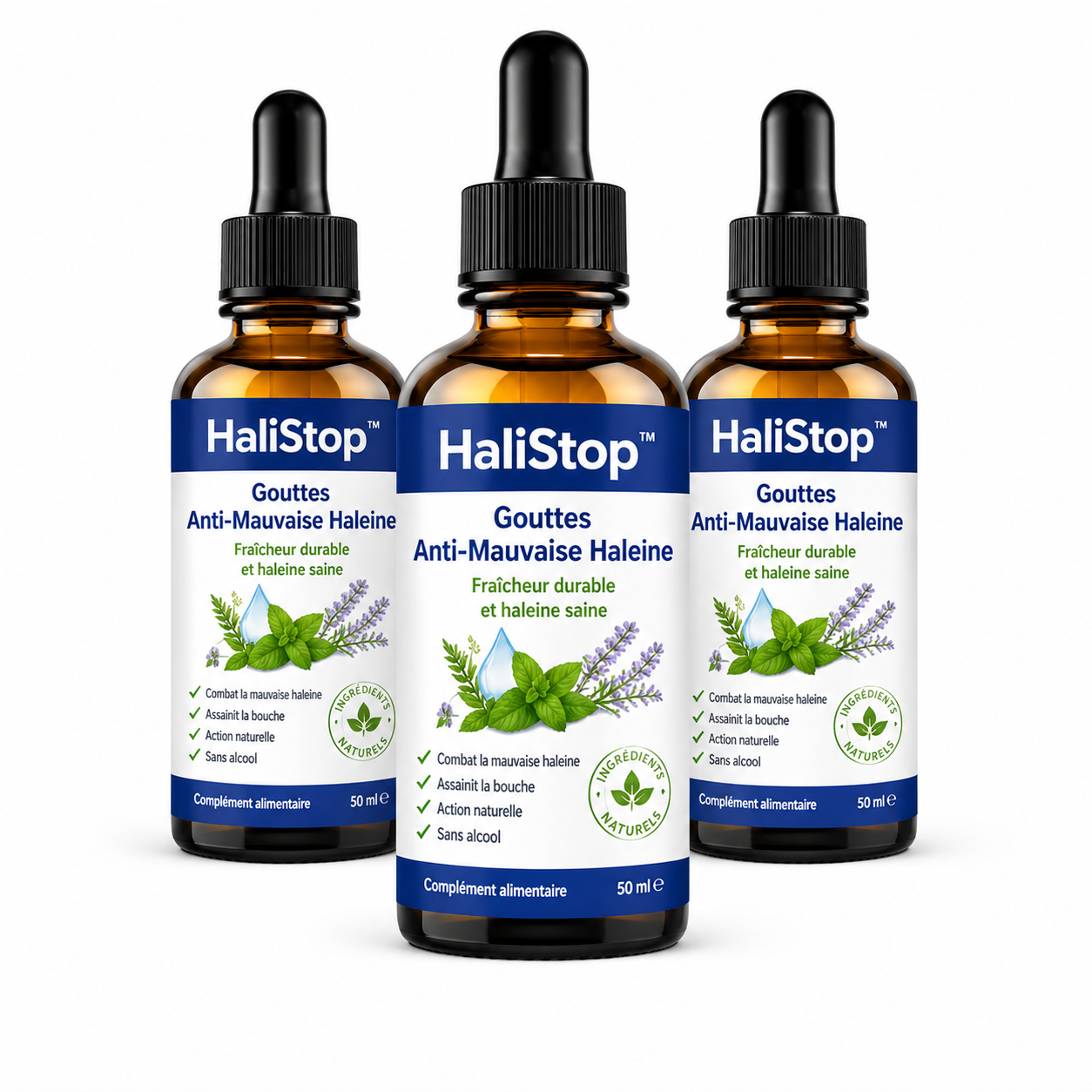 HaliStop™ Gouttes Anti-Mauvaise Haleine | Éliminez les mauvaises odeurs et purifiez votre bouche en 5 minutes chrono !