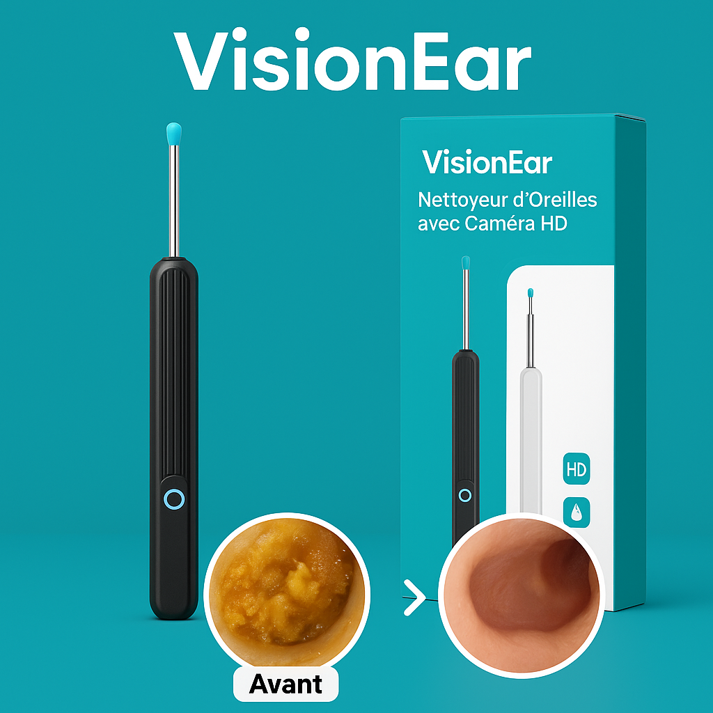 VisionEar™ Nettoyeur d’Oreilles avec Caméra HD | Retire le cérumen en 40 secondes en toute sécurité!