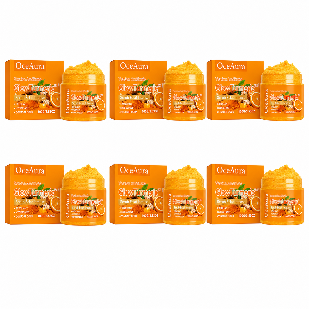 GlowTurmeric™ Scrub Éclat Intense | Exfolie les peaux mortes, lisse les zones rugueuses et révèle un glow doré en quelques minutes !