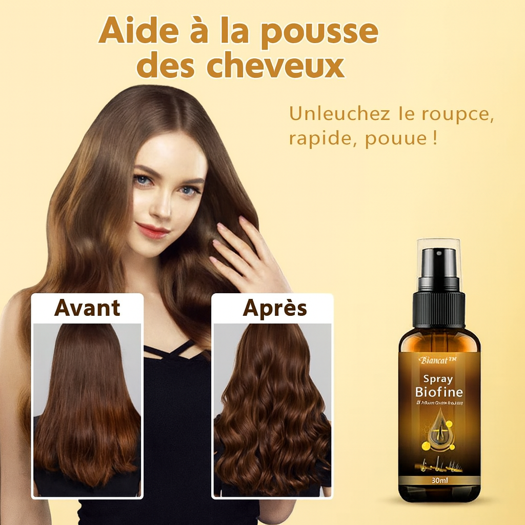 HairBoost™ Spray Biotine Haute Performance | Réactive la repousse et comble les zones clairsemées en 10 minutes chrono!