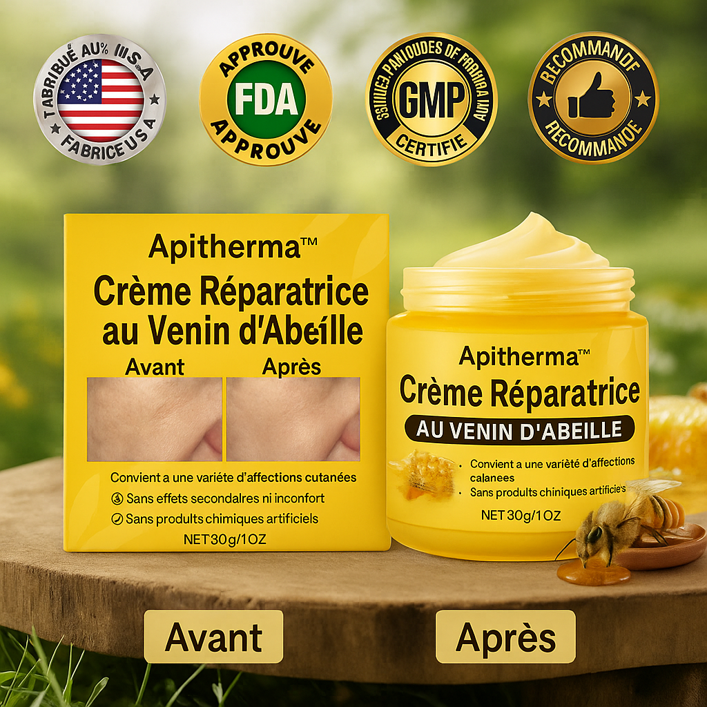 Apitherma™ Crème Réparatrice au Venin d’Abeille | Efface rides, rougeurs et imperfections en 3 minutes!