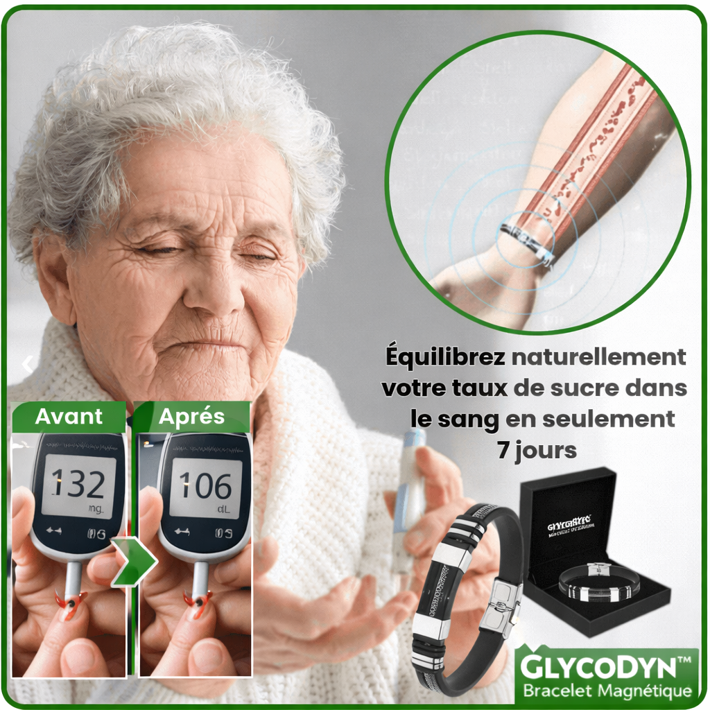 GlycoDyn™ Bracelet Magnétique | Équilibrez naturellement votre taux de sucre dans le sang en seulement 7 jours !