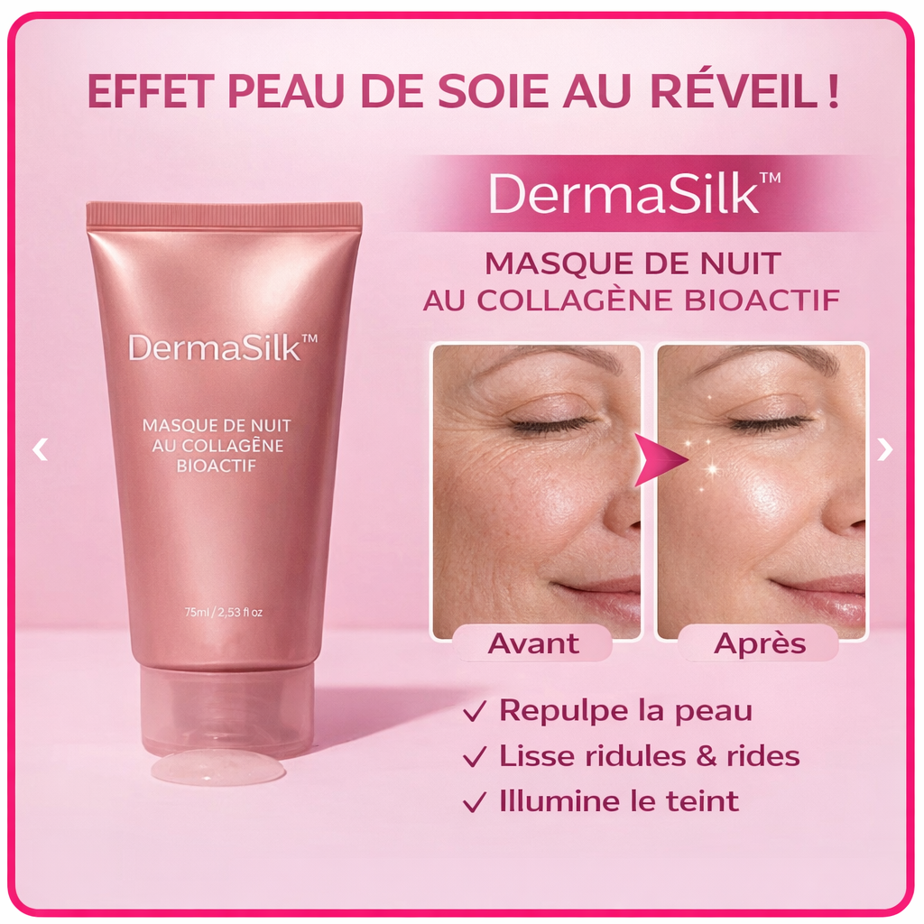 DermaSilk™ Masque de Nuit au Collagène Bioactif | Obtenez une peau de porcelaine pendant votre sommeil !