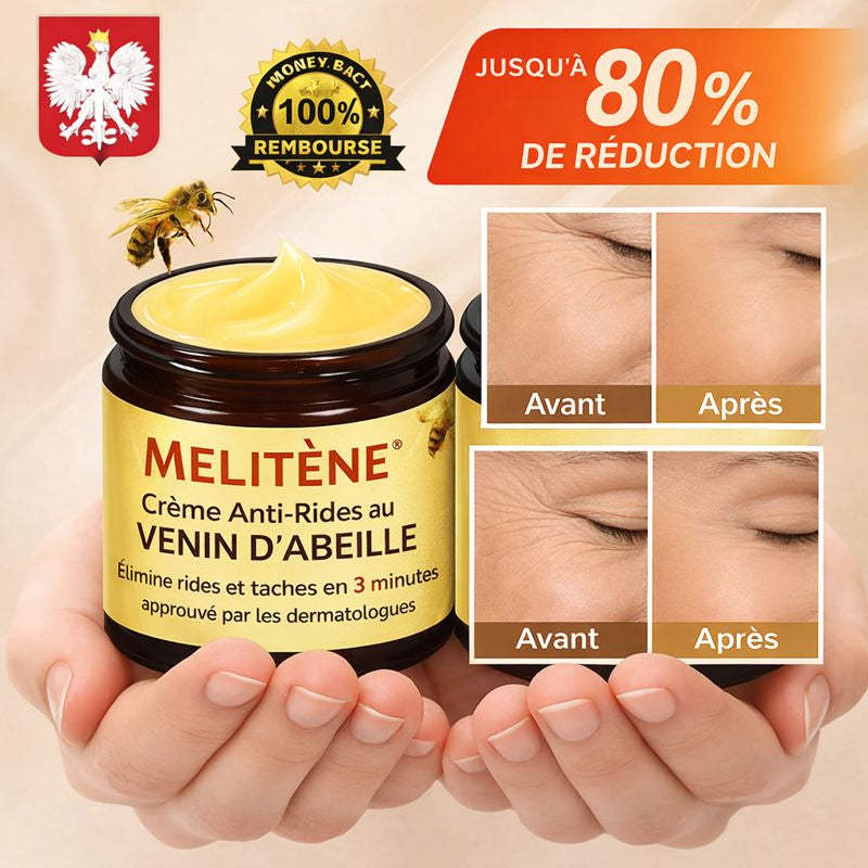 Melitène™ Crème Anti-Rides au Venin d’Abeille | Élimine rides et taches en 3 minutes – approuvé par les dermatologues!