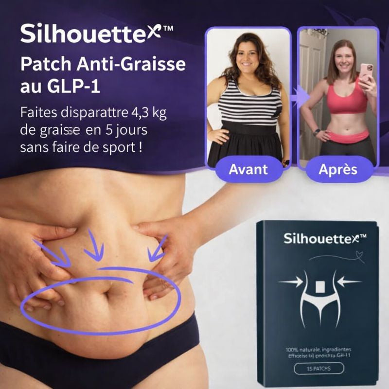 Silhouettex™ Patch Anti-Graisse au GLP-1 | Faites disparaître 4,3 kg de graisse en 5 jours sans faire de sport !