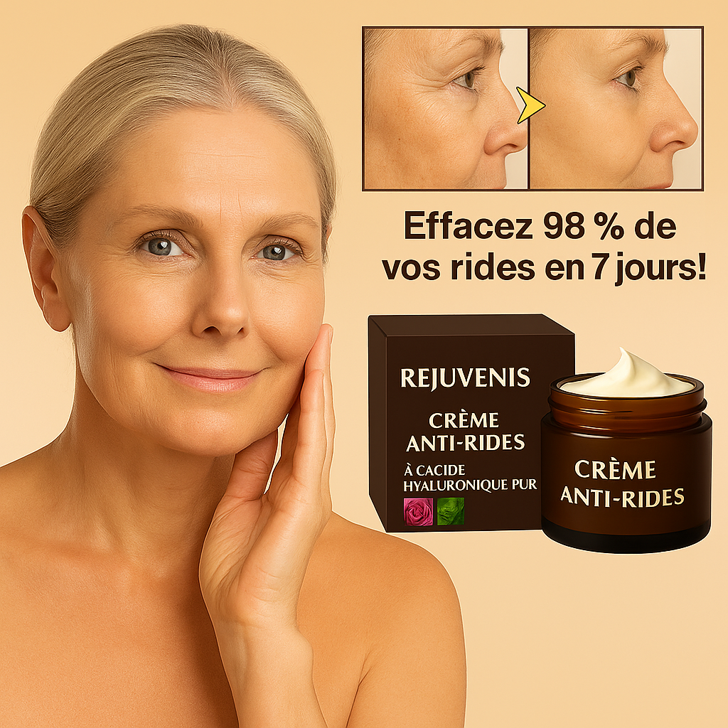 Rejuvenis™ Crème Anti-Rides à l’Acide Hyaluronique Pur | Effacez 98 % de vos rides en 7 jours!